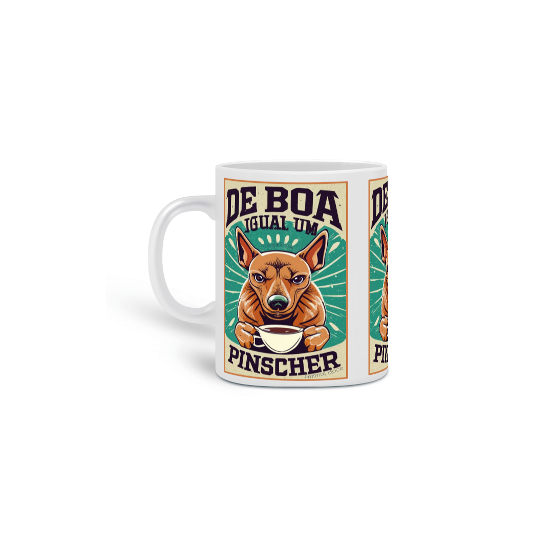 Nome do produto: CANECA PERSONALIZADA CRIATIVA EM CERÂMICA, 325ML C/03 LADOS DOG DE BOA IGUAL UM PINSCHER 