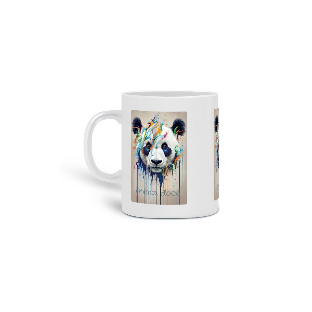 Nome do produto: CANECA PERSONALIZADA CRIATIVA EM CERÂMICA, 325ML C/03 LADOS PANDA COLOR