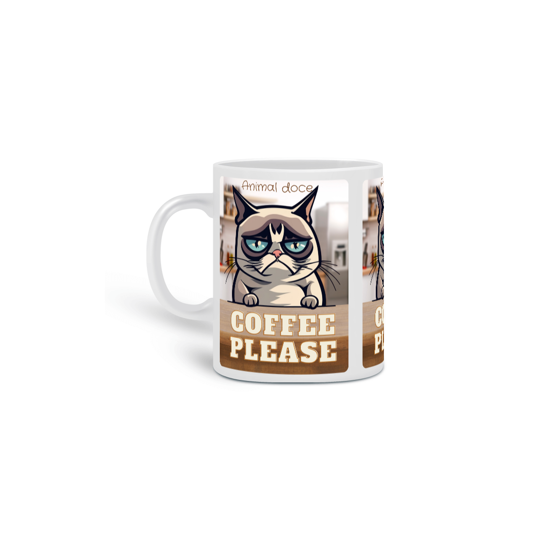 Nome do produto: CANECA PERSONALIZADA CRIATIVA EM CERÂMICA, 325ML C/03 LADOS, COFFEE PLEASE
