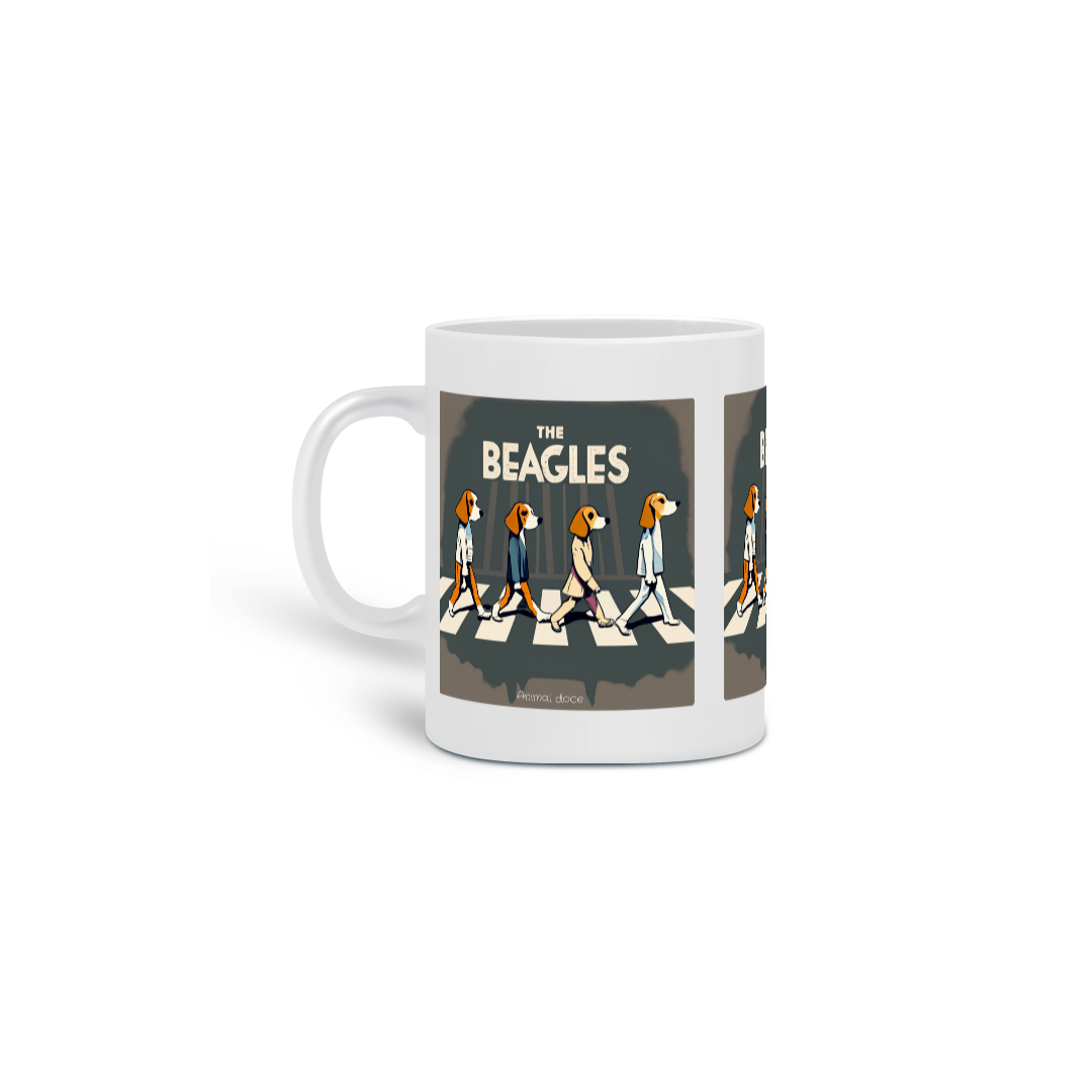 Nome do produto: CANECA PERSONALIZADA CRIATIVA EM CERÂMICA, 325ML C/03 LADOS DOG THE BEAGLES CAPA DISCO