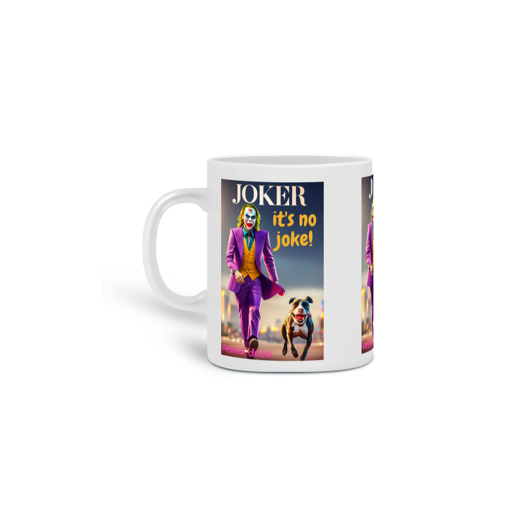 Nome do produto: CANECA PERSONALIZADA CRIATIVA EM CERÂMICA, 325ML C/03 LADOS DOG JOKER 