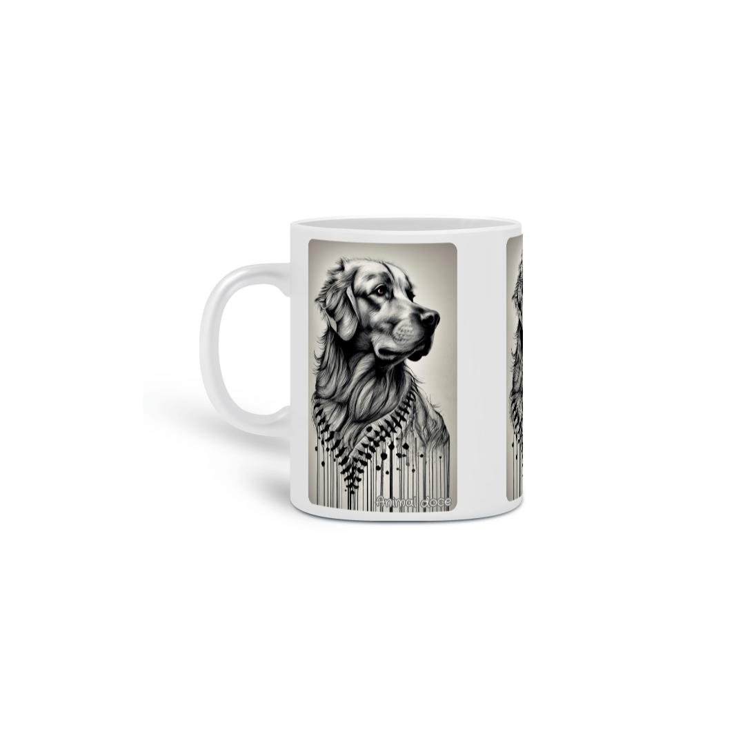 Nome do produto: CANECA PERSONALIZADA CRIATIVA EM CERÂMICA, 325ML C/03 LADOS DOG GOLDEN PB
