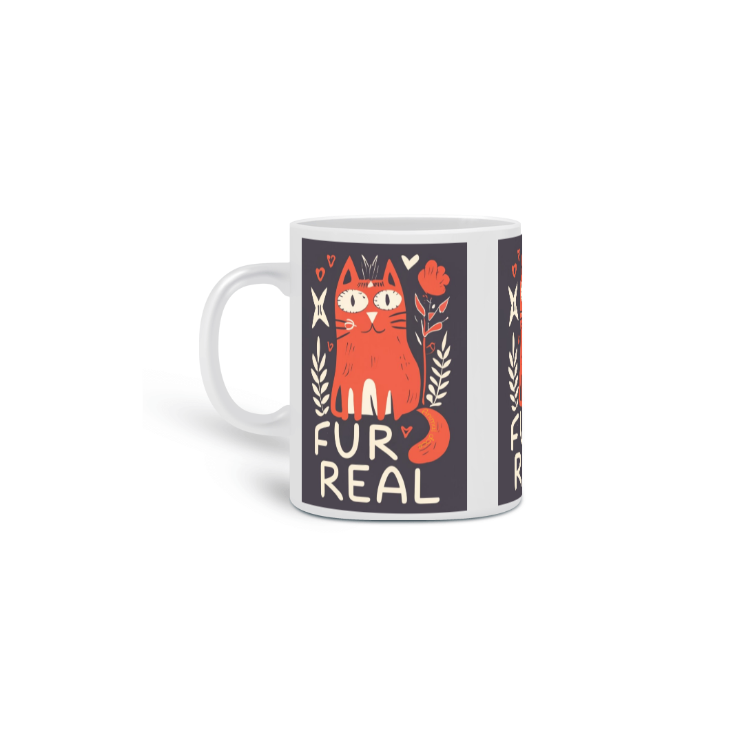 Nome do produto: CANECA PERSONALIZADA CRIATIVA EM CERÂMICA, 325ML C/03 LADOS CAT FUR REAL