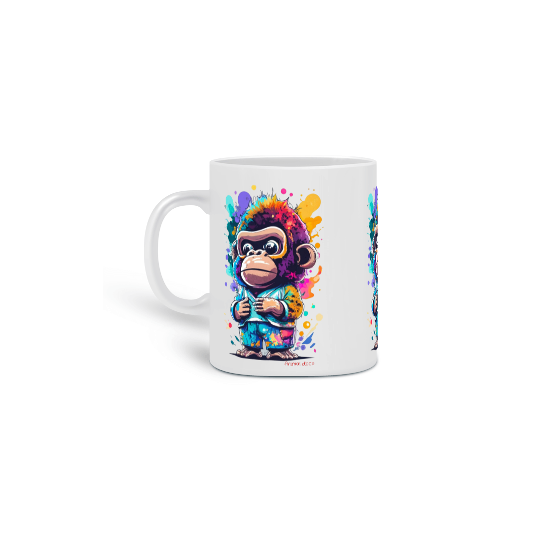 Nome do produto: CANECA PERSONALIZADA CRIATIVA EM CERÂMICA 325ML C/03 LADOS, KING MONKEY