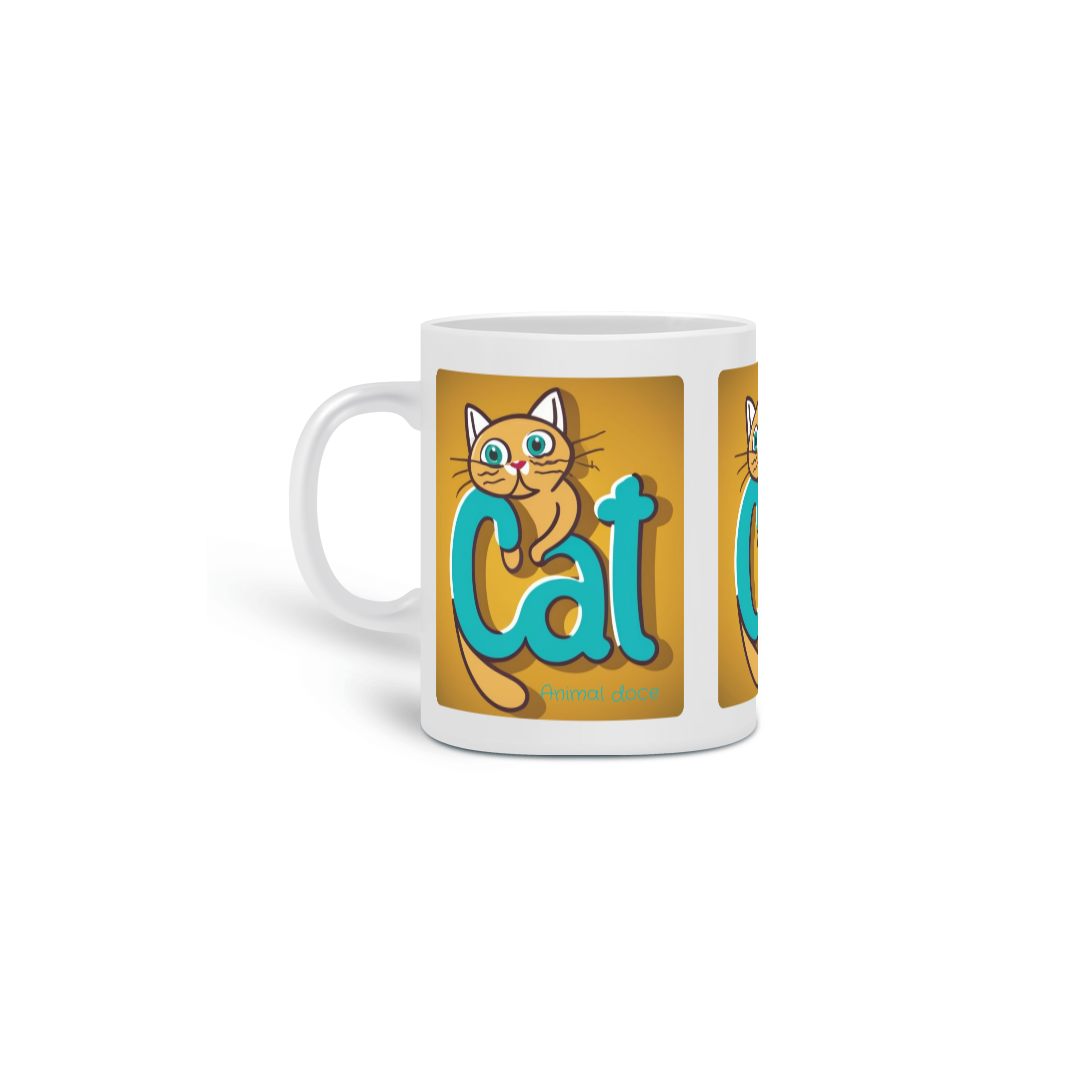 Nome do produto: CANECA PERSONALIZADA CRIATIVA EM CERÂMICA 325ML 03 LADOS, CAT LETRAS