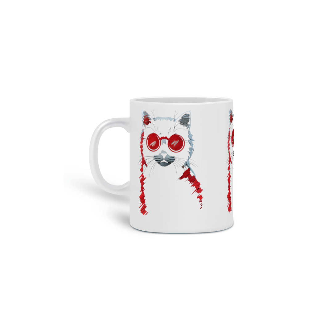 Nome do produto: CANECA PERSONALIZADA CRIATIVA EM CERÂMICA 325ML 03 LADOS, CAT TRAÇOS 