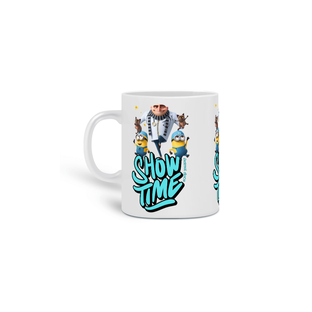 Nome do produto: CANECA PERSONALIZADA CRIATIVA EM CERÂMICA, 325ML C/03 LADOS MEU MALVADO FAVORITO SHOW TIME 