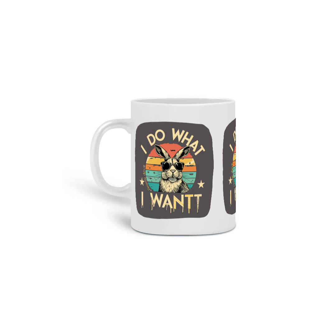 Nome do produto:  CANECA PERSONALIZADA CRIATIVA EM CERÂMICA, 325ML C/03 LADOS RABBIT I DO WHAT I WANT