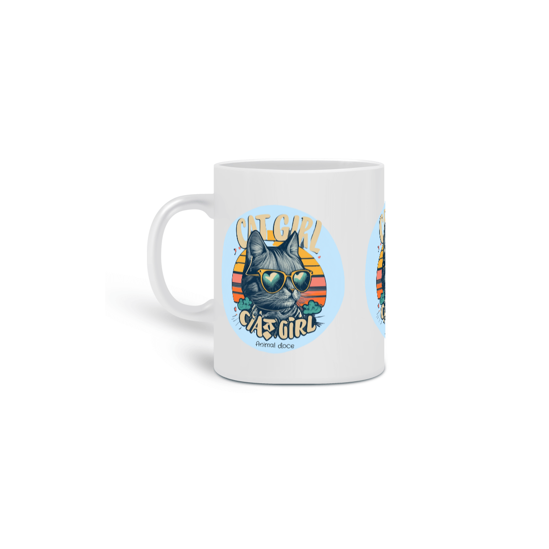 Nome do produto:  CANECA PERSONALIZADA CRIATIVA EM CERÂMICA, 325ML C/03 LADOS CAT GIRL