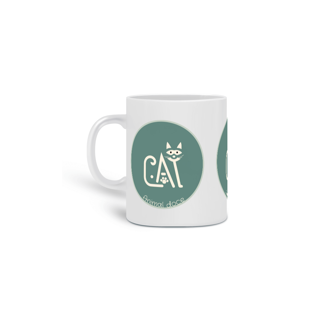 Nome do produto:  CANECA PERSONALIZADA CRIATIVA EM CERÂMICA, 320ML C/03 LADOS CAT LETRAS