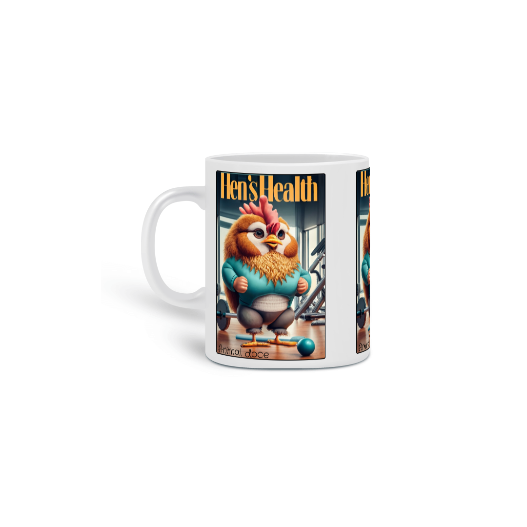 Nome do produto:  CANECA PERSONALIZADA CRIATIVA EM CERÂMICA, 325ML C/03 LADOS MEME-HEN´S HEALTH