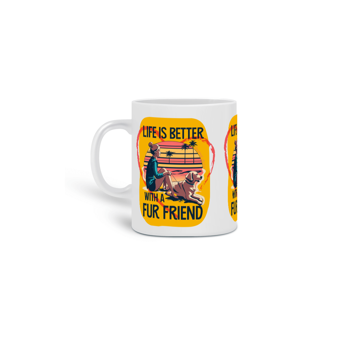 Nome do produto:  CANECA PERSONALIZADA CRIATIVA EM CERÂMICA, 320ML C/03 LADOS DOG LIFE IS BETTER