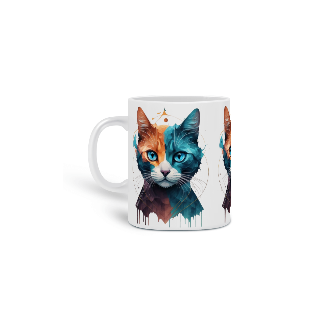 Nome do produto:  CANECA PERSONALIZADA CRIATIVA EM CERÂMICA, 320ML C/03 LADOS COLORFUL CAT