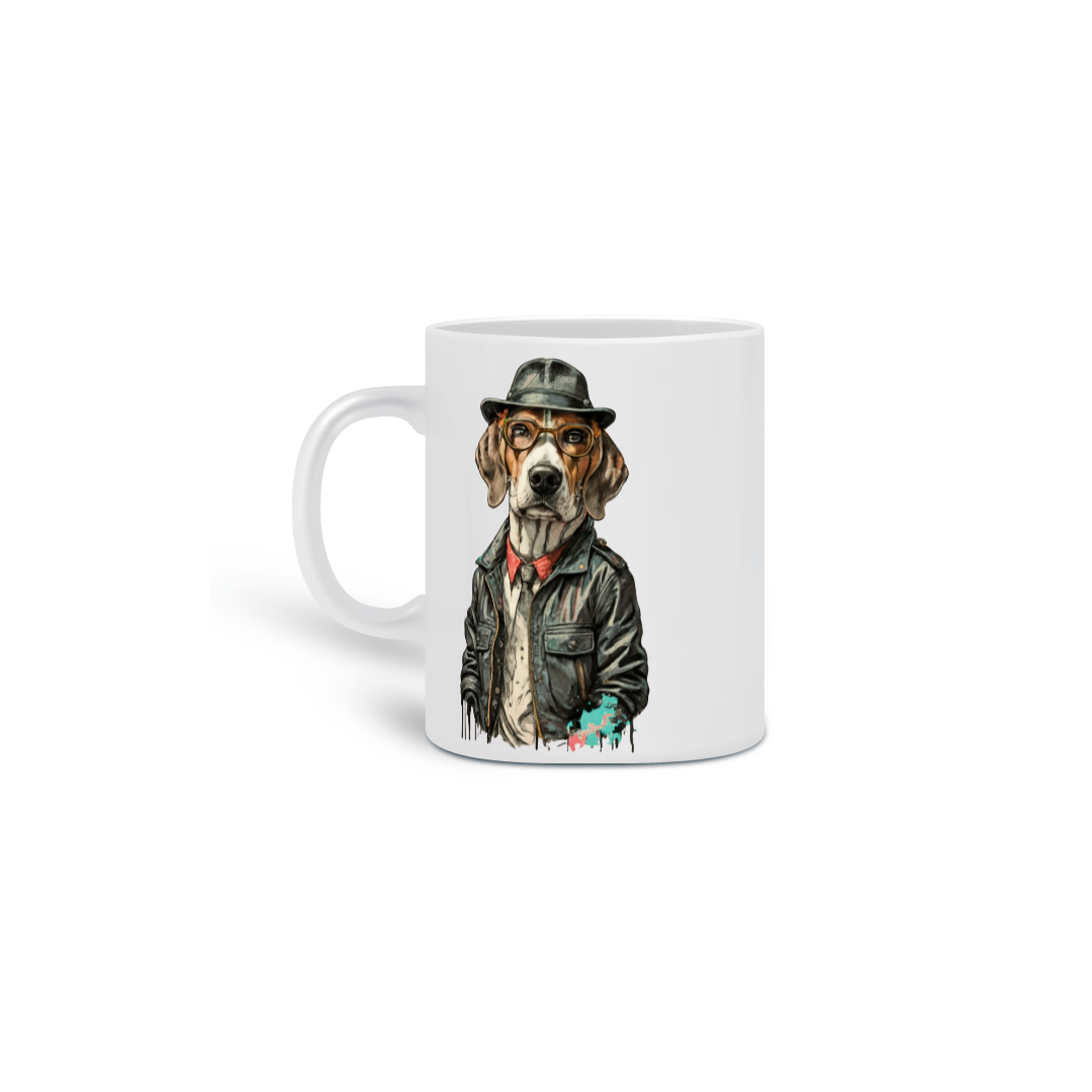 Nome do produto:  CANECA PERSONALIZADA CRIATIVA EM CERÂMICA, 325ML C/02 LADOS DOG BEAGLE SHERLOCK HOLMES
