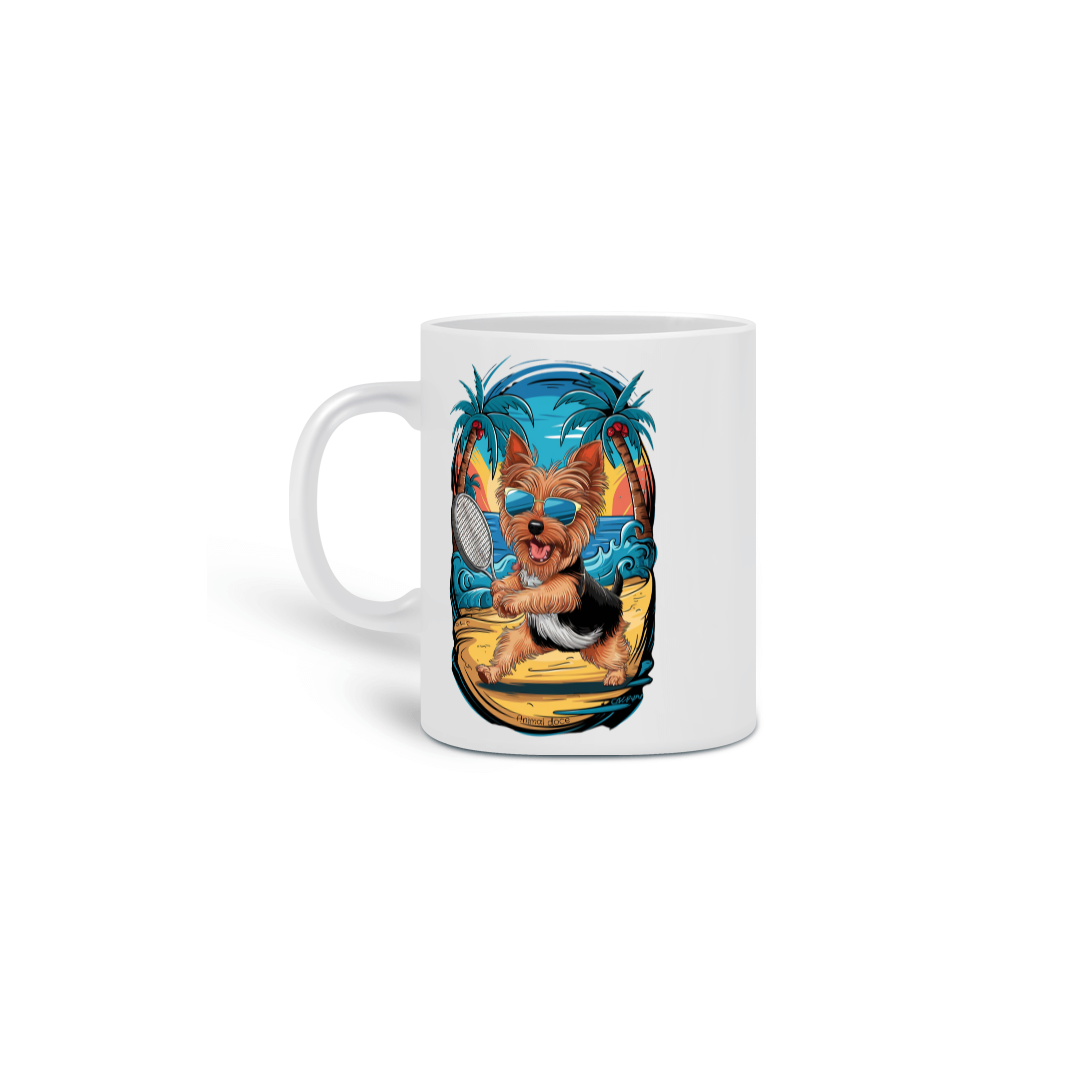 Nome do produto:  CANECA PERSONALIZADA CRIATIVA EM CERÂMICA, 325ML C/02 LADOS, DOG YORKSHIRE TERRIER TENIS