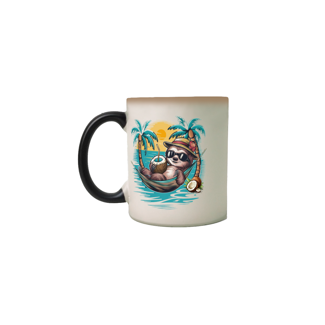 Nome do produto:  CANECA MÁGICA PERSONALIZADA CRIATIVA EM CERÂMICA, 325ML C/02 LADOS, BICHO PREGUIÇA