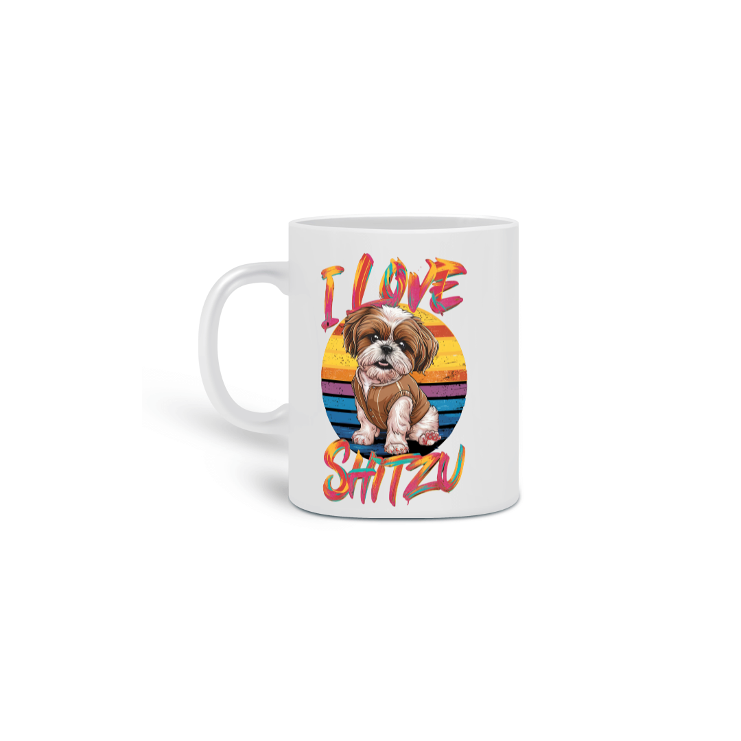 Nome do produto:  CANECA PERSONALIZADA CRIATIVA EM CERÂMICA, 325ML C/02 LADOS DOG, I LOVE SHIH-TZU
