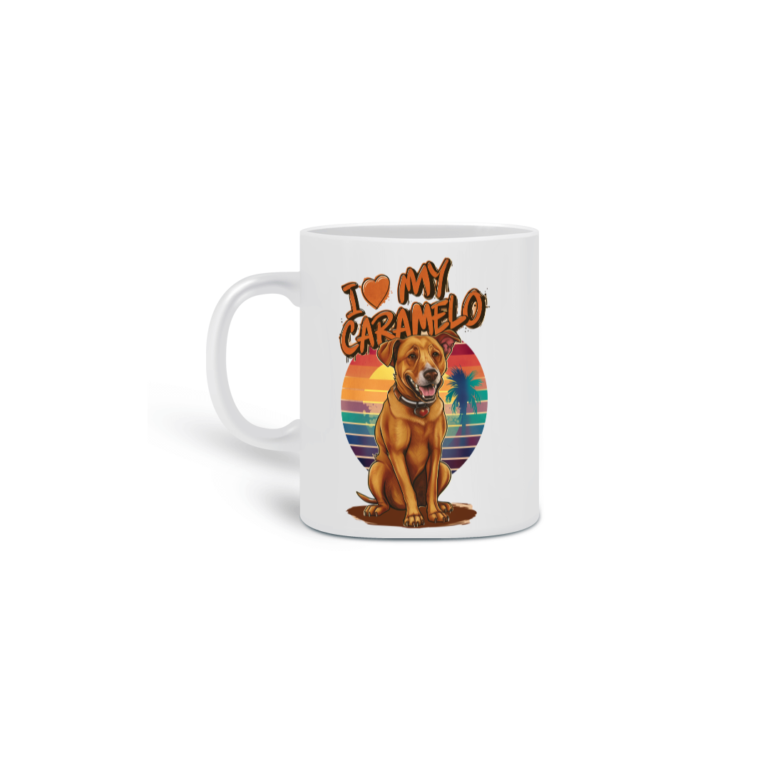 Nome do produto:  CANECA PERSONALIZADA CRIATIVA EM CERÂMICA, 325ML C/02 LADOS DOG, I LOVE MY CARAMELO