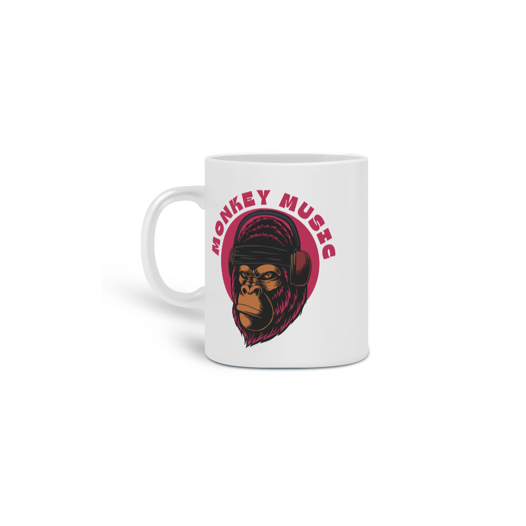 Nome do produto:  CANECA PERSONALIZADA CRIATIVA EM CERÂMICA, 325ML C/02 LADOS, MONKEY MUSIC