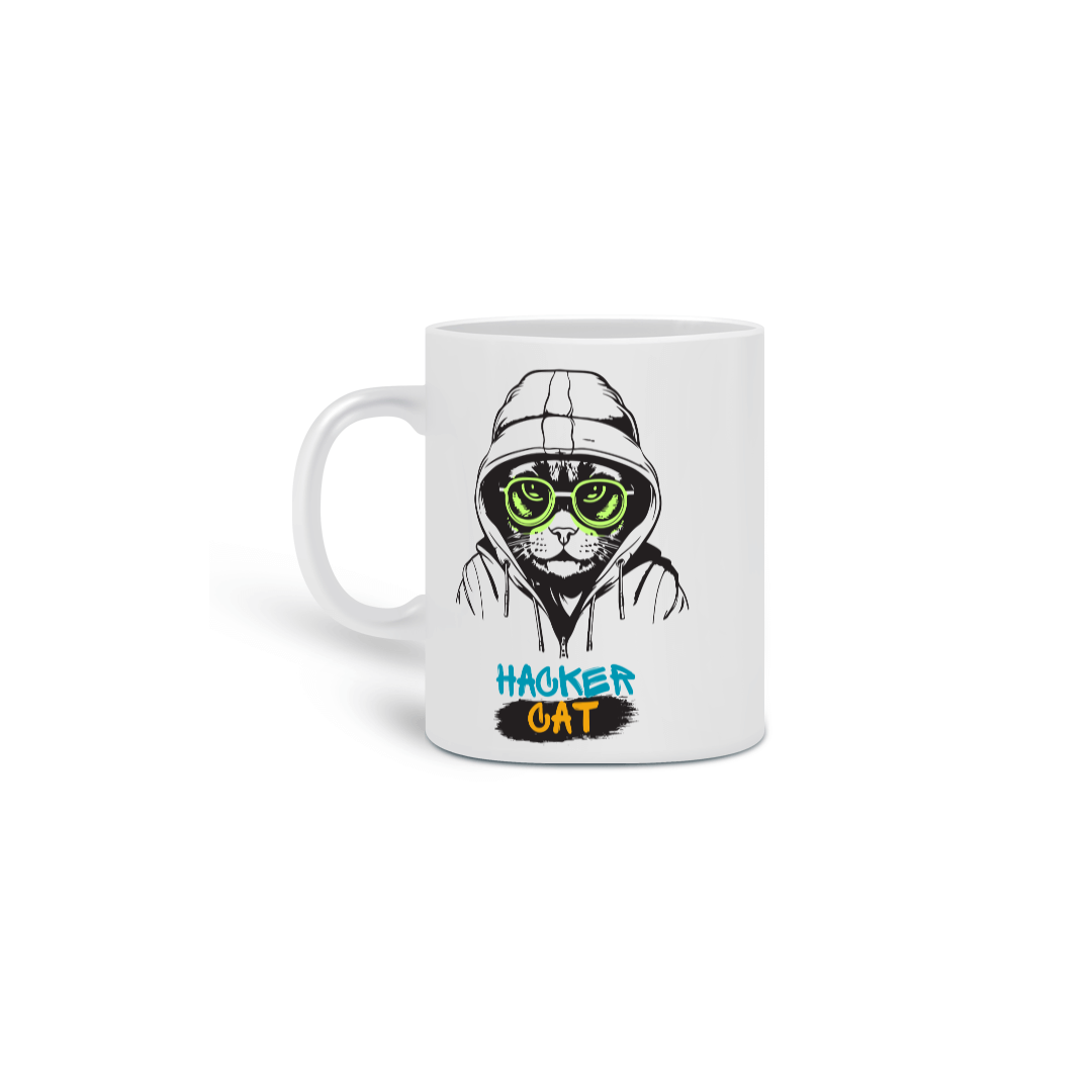 Nome do produto:  CANECA PERSONALIZADA CRIATIVA EM CERÂMICA, 325ML C/02 LADOS, CAT HACKER