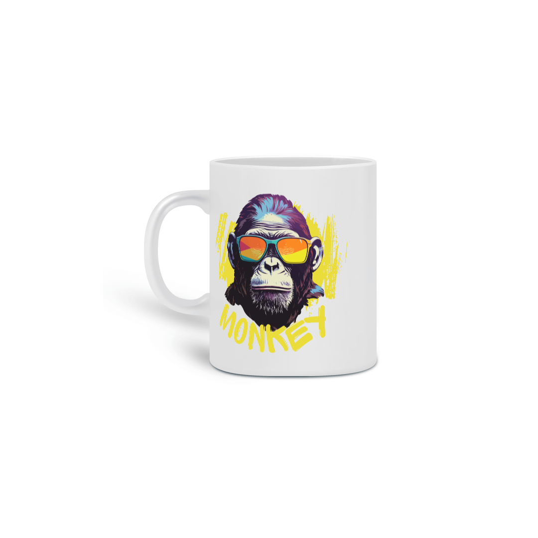 Nome do produto:  CANECA PERSONALIZADA CRIATIVA EM CERÂMICA, 325ML C/02 LADOS, MONKEY