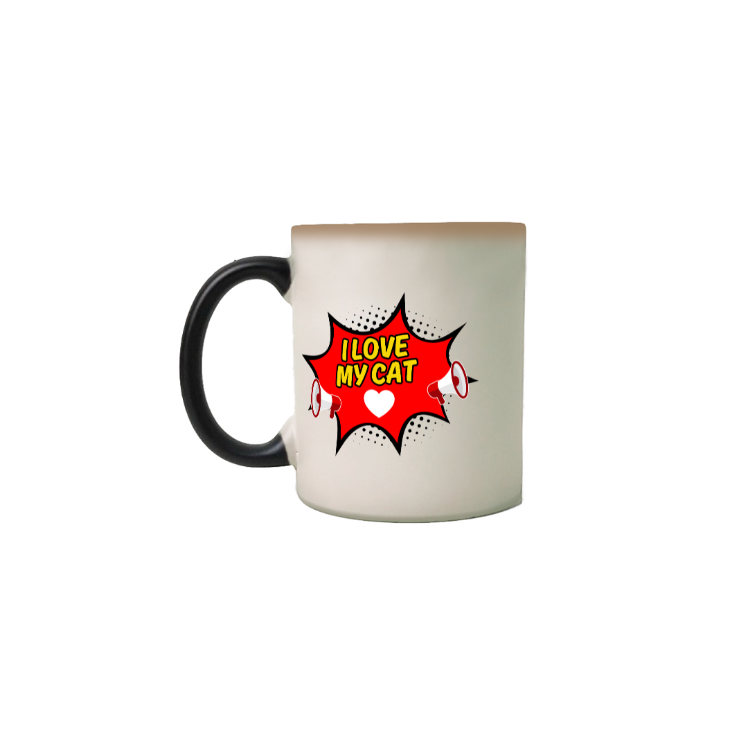 Nome do produto: CANECA MAGICA COMICS PERSONALIZADA CRIATIVA EM CERÂMICA, 325ML C/02 LADOS, FRASES I  LOVE MY CAT