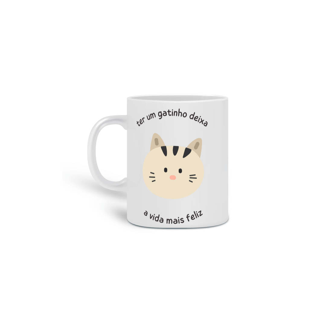 Nome do produto: CANECA PERSONALIZADA CRIATIVA EM CERÂMICA, 325ML C/02 LADOS, CAT FRASES