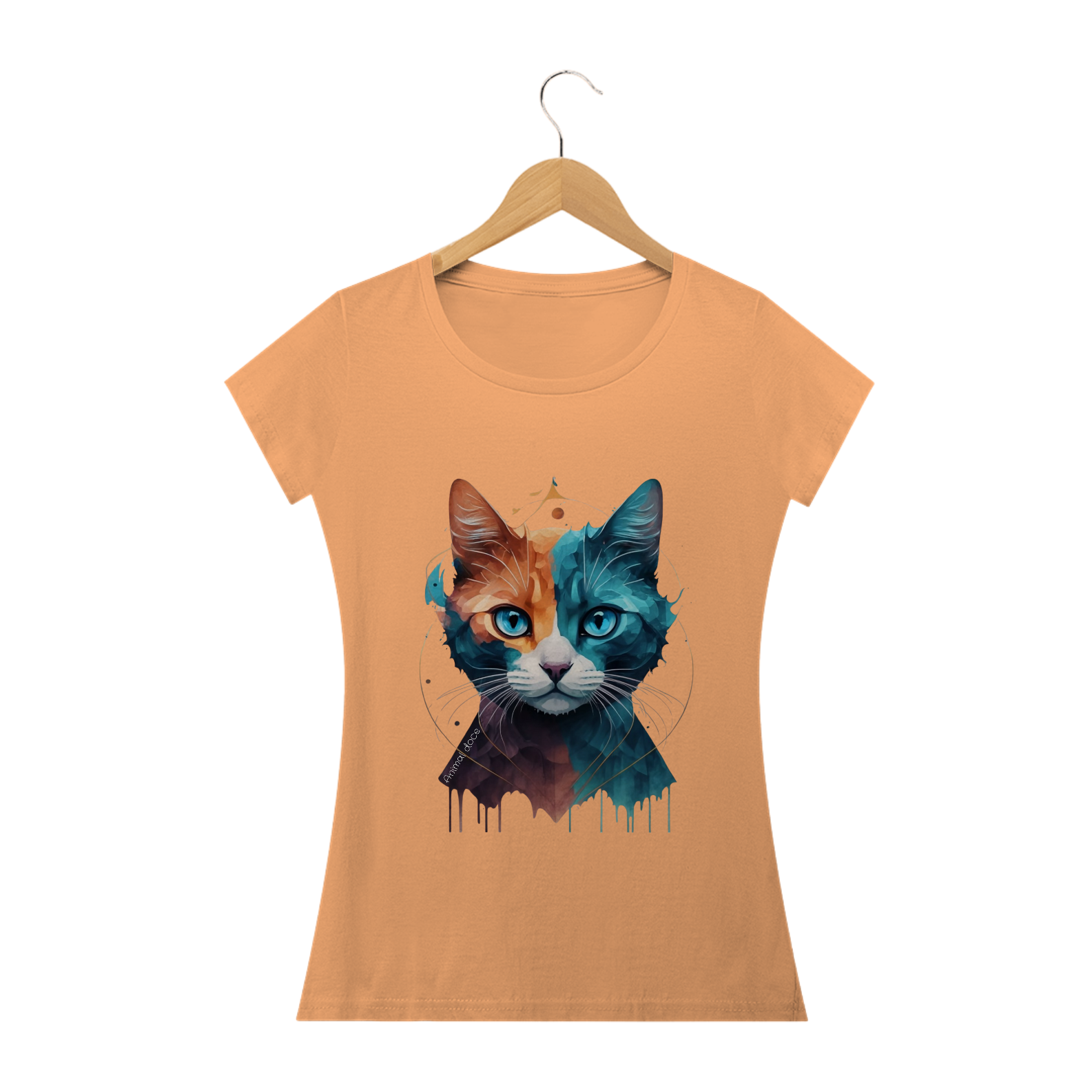 Nome do produto: CAMISETA BABY LONG ESTONADA, COLORFUL CAT