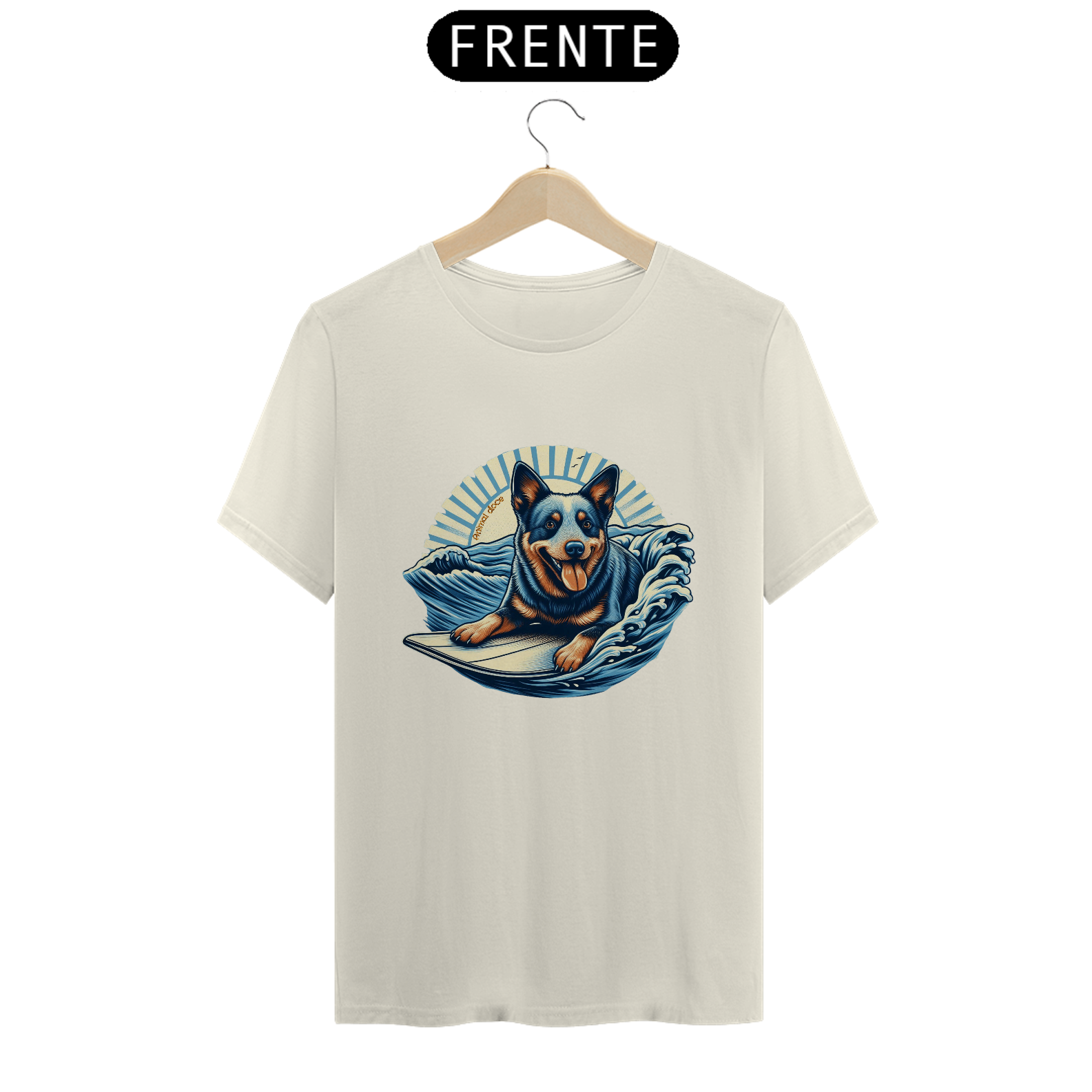 Nome do produto: CAMISETA T-SHIRT PIMA, DOG SURF BLUE HEELER