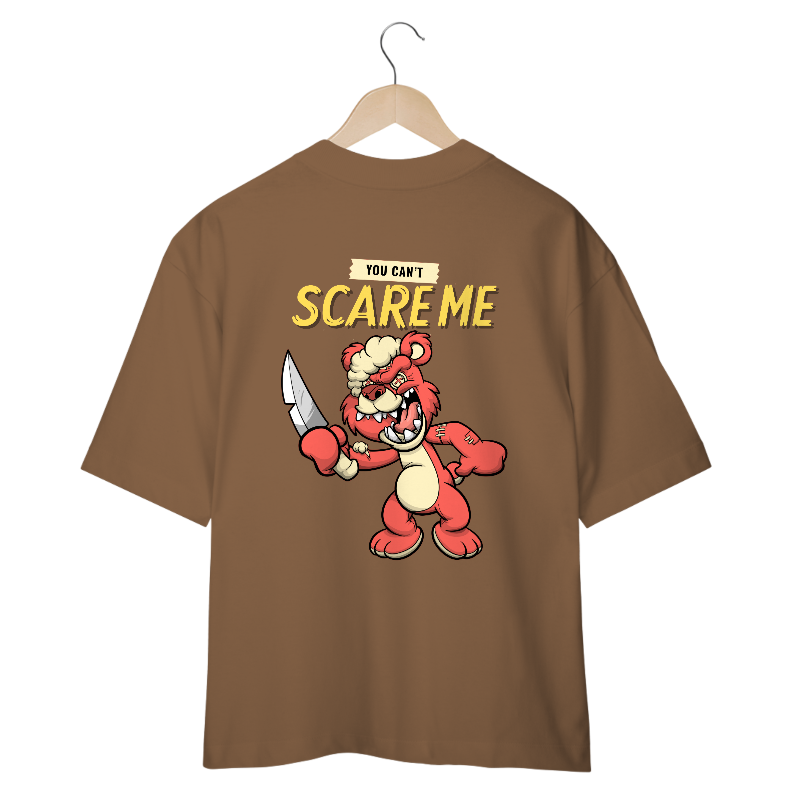 Nome do produto: CAMISETA OVERSIZED COSTAS, URSINHO PYSCHO YOU CAN´T SCARE ME