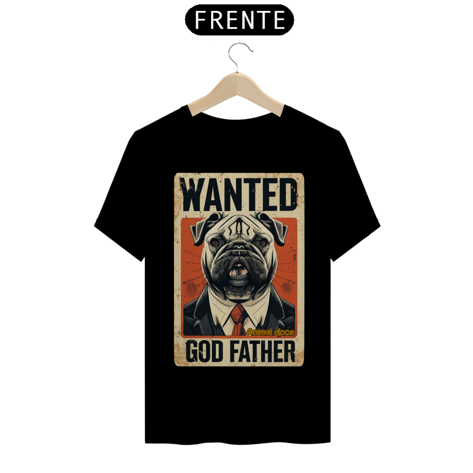Nome do produto: CAMISETA T-SHIRT QUALITY, DOG BULLDOG GOD FATHER, COLORS