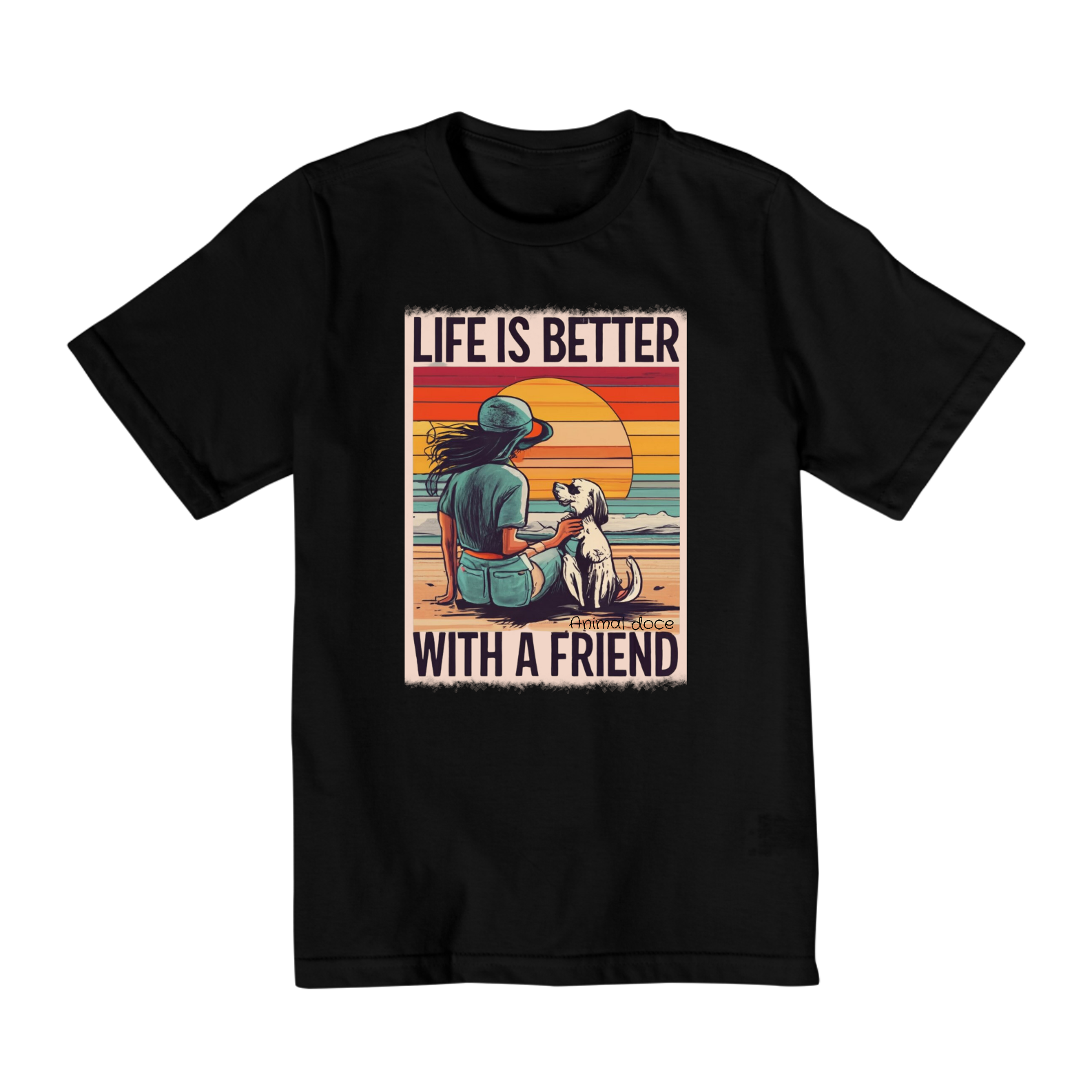 Nome do produto: CAMISETA QUALITY INFANTIL  DOG, LIFE IS BETTER-10 A 14 ANOS 