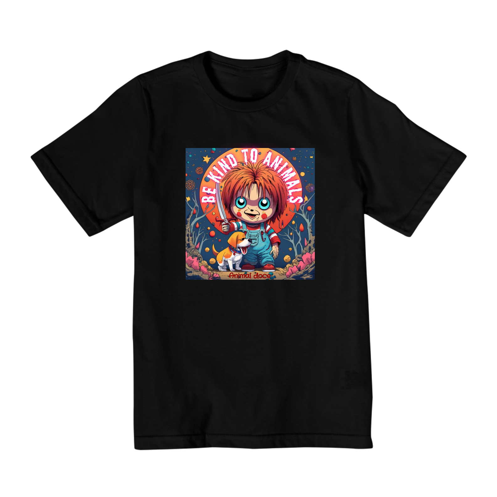 Nome do produto: CAMISETA QUALTITY INFANTIL, DOG CHUCKY BE KIND-2 A 8 ANOS