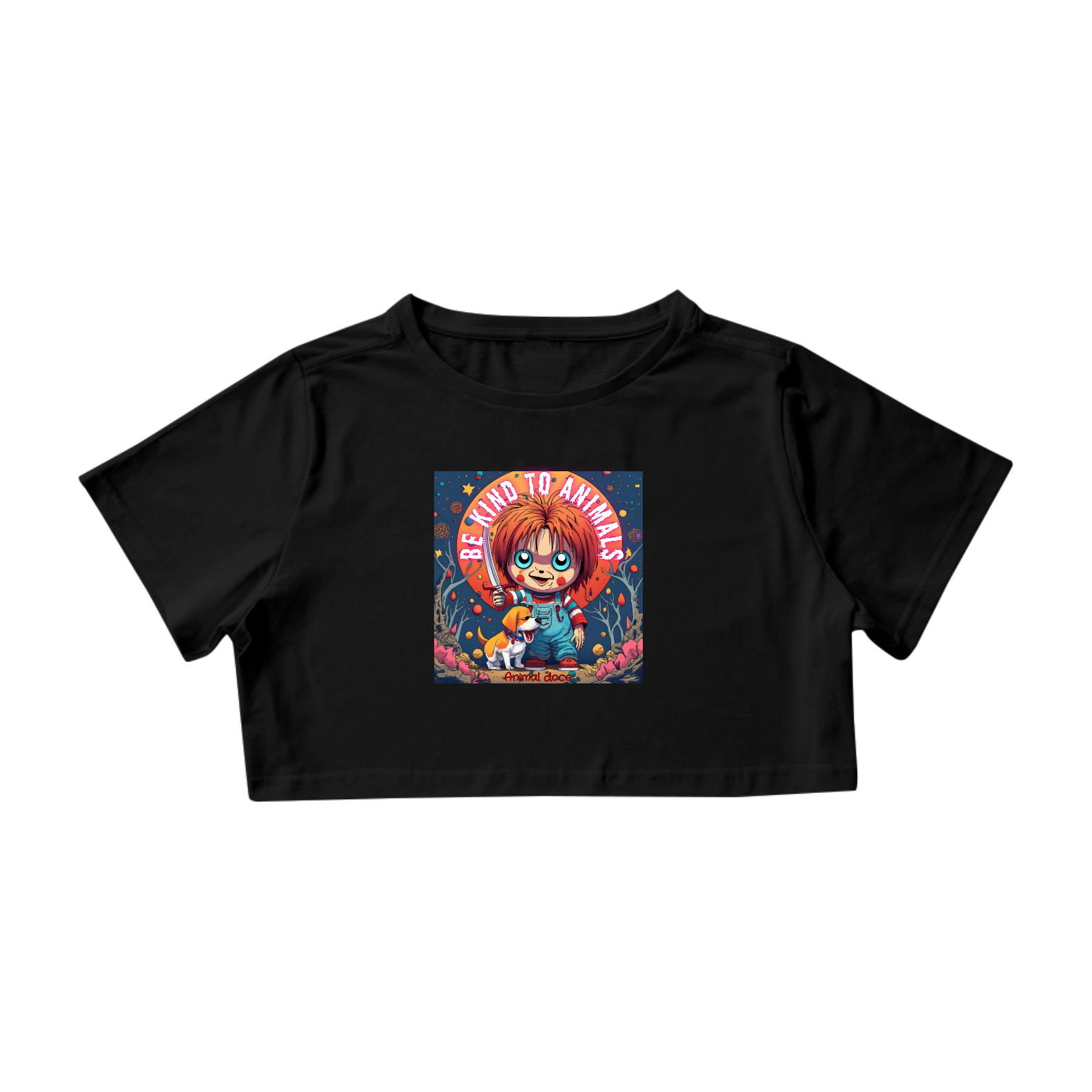 Nome do produto: CAMISA CROPPED, CHUCKY BE KIND 