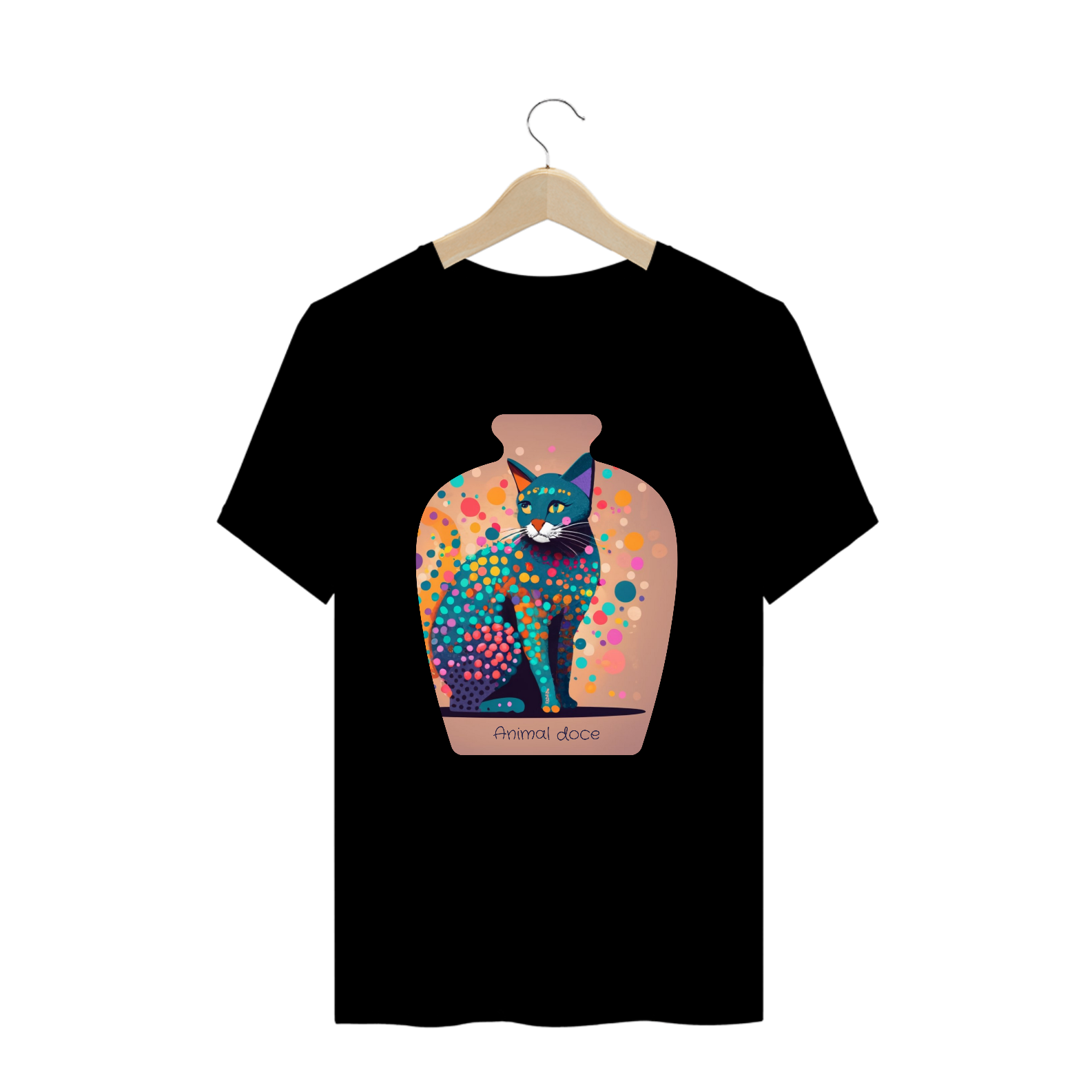 Nome do produto: CAMISETA T-SHIRT PLUS SIZE, CAT IN THE VASE