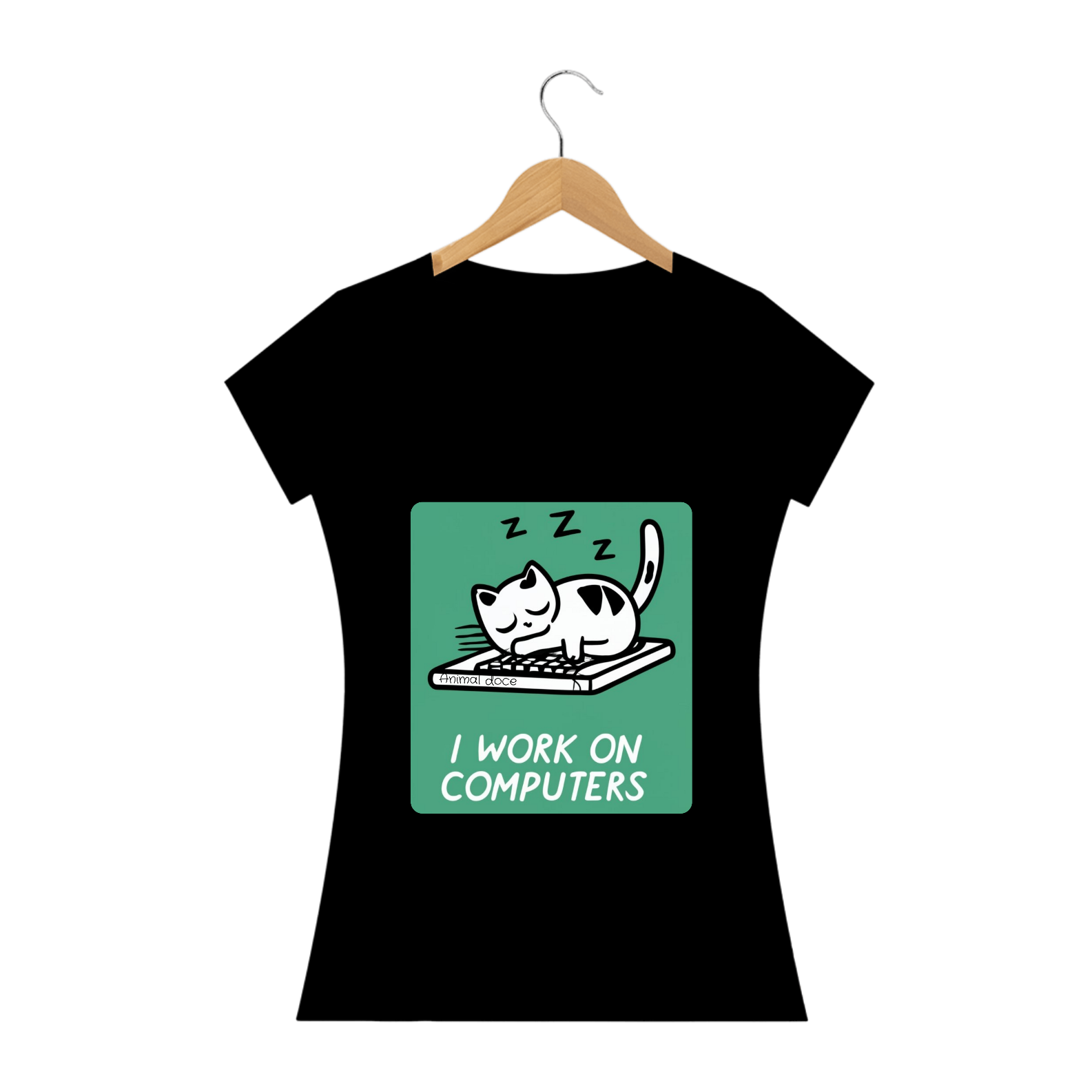 Nome do produto: CAMISETA BABY LONG PRIME CAT GEEK, I WORK ON COMPUTERS