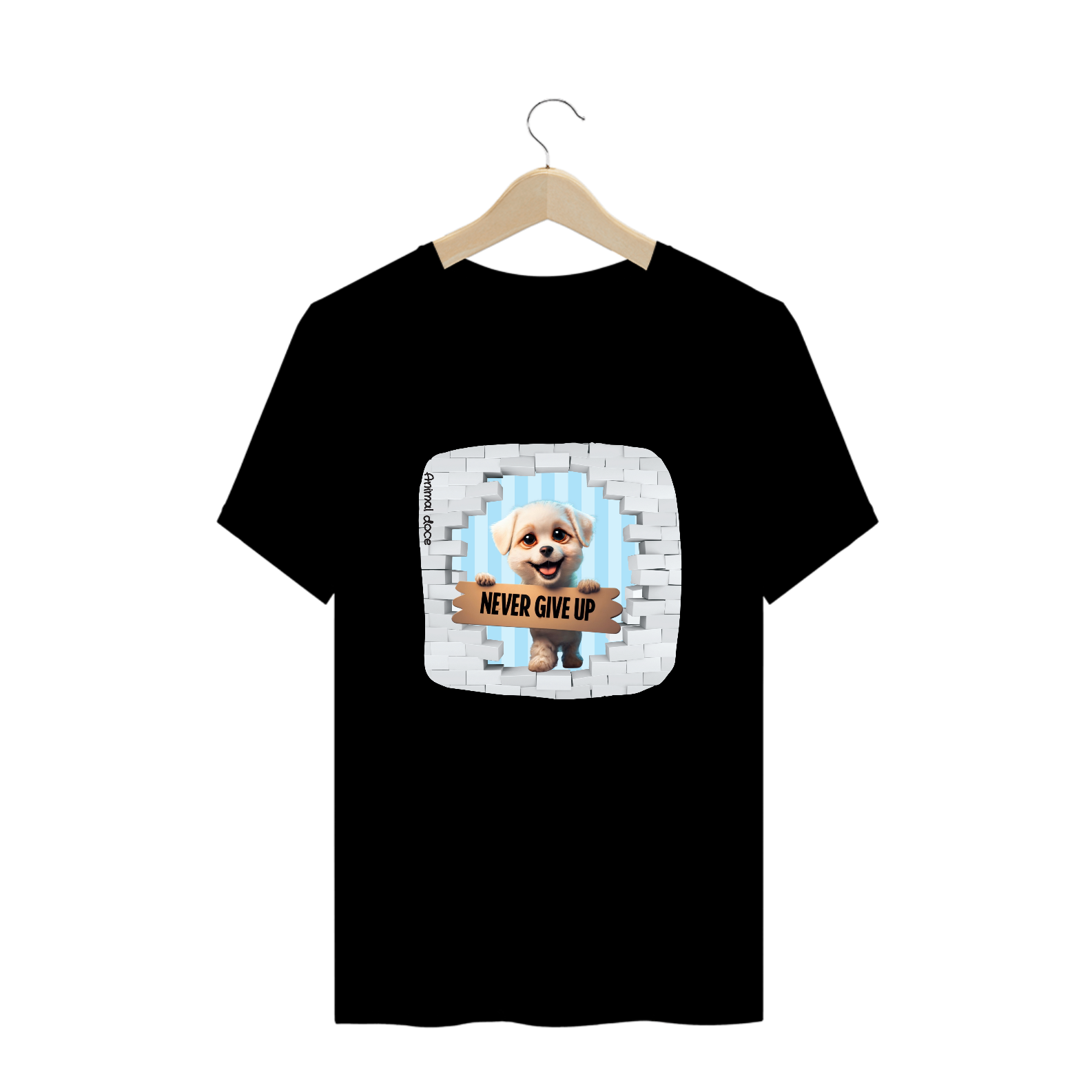 Nome do produto: CAMISETA T-SHIRT PLUS SIZE DOG, NEVER GIVE UP