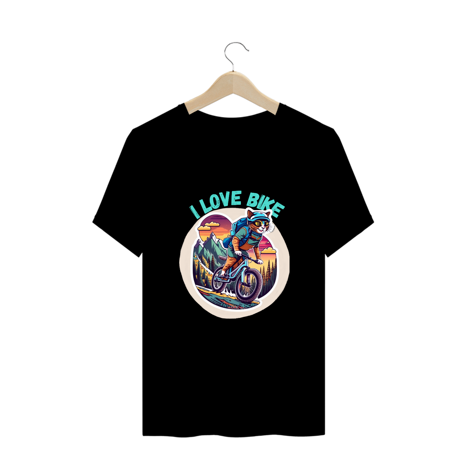 Nome do produto: CAMISETA T-SHIRT PLUS SIZE CAT, I LOVE BIKE