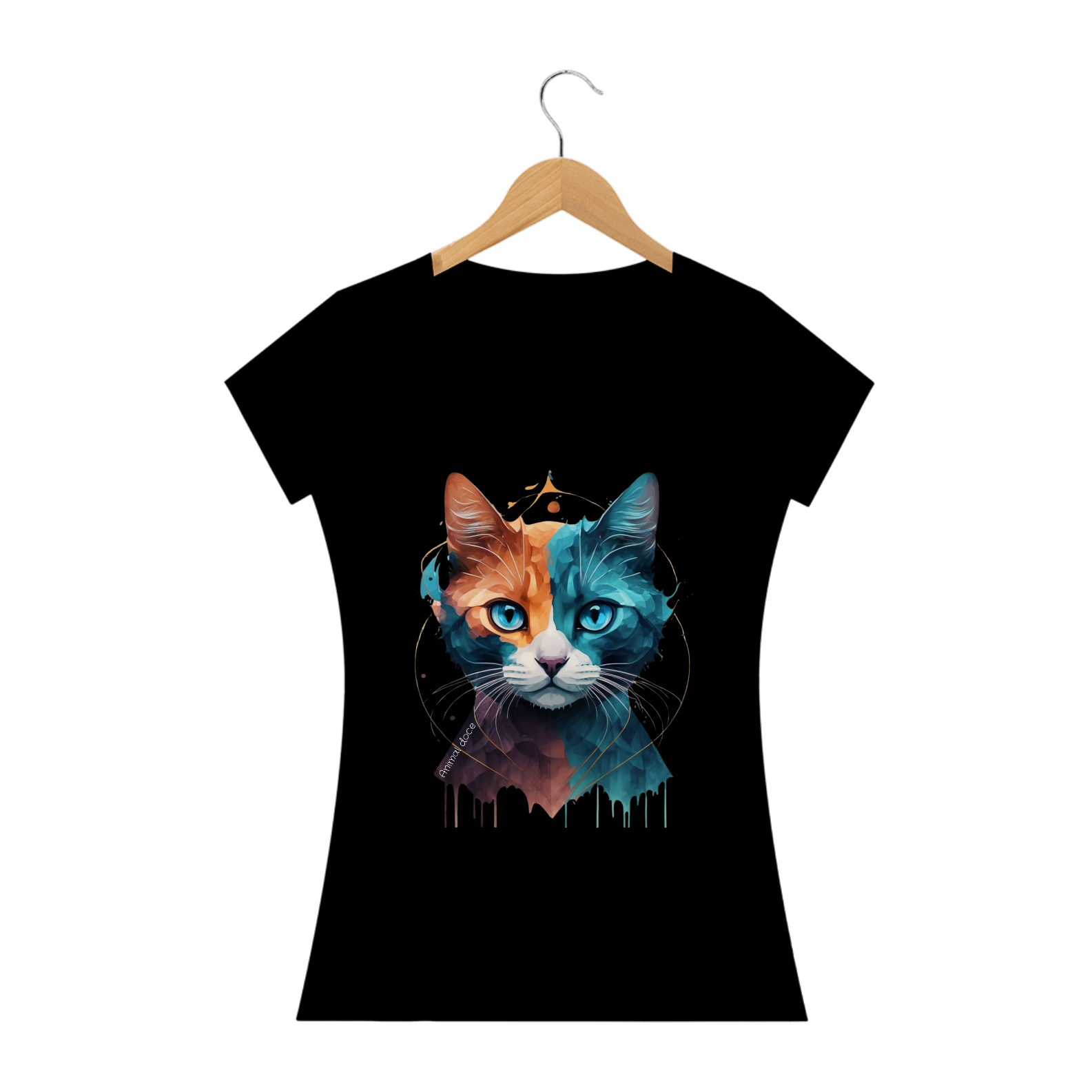 Nome do produto: CAMISETA BABY LONG QUALITY, COLORFUL CAT