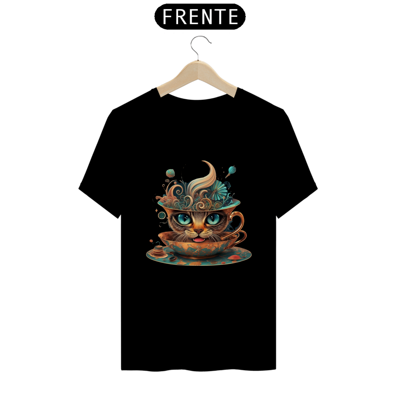 Nome do produto: CAMISETA T-SHIRT PRIME, CAT IN THE CUP