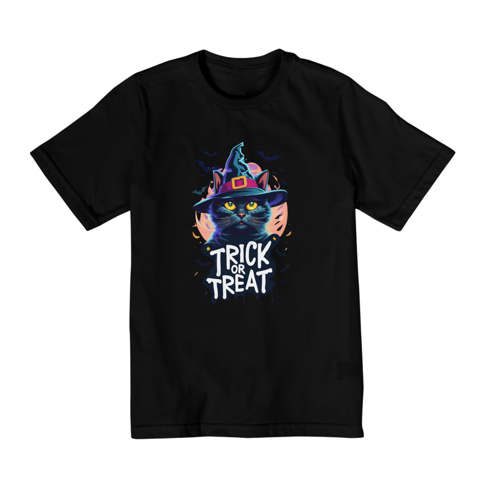 Nome do produto: CAMISETA QUALITY INFANTIL, BLACK CAT HALLOWEEN TRICK OR TREAT--10 A 14 ANOS
