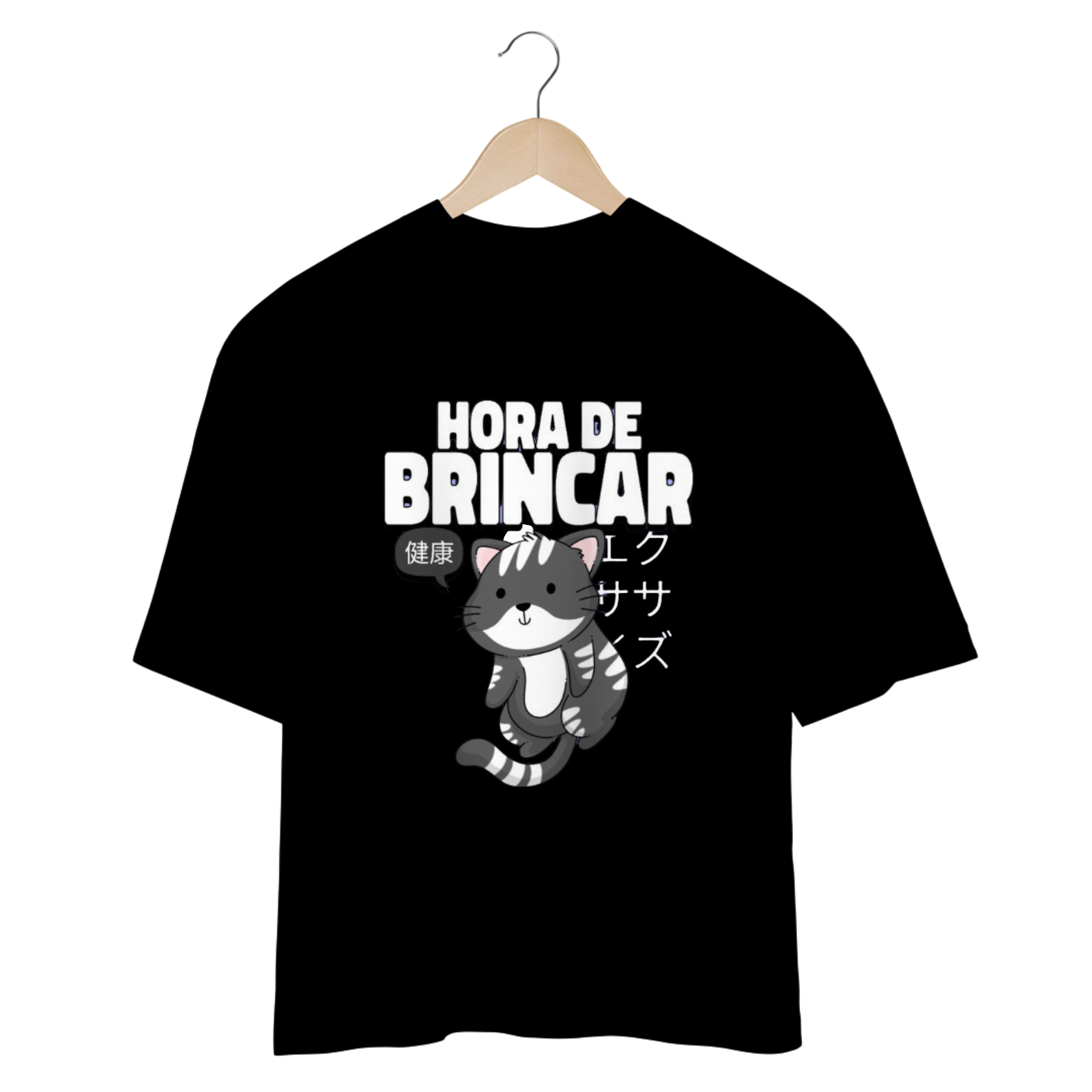 Nome do produto: CAMISETA OVERSIZED, CAT HORA DE BRINCAR