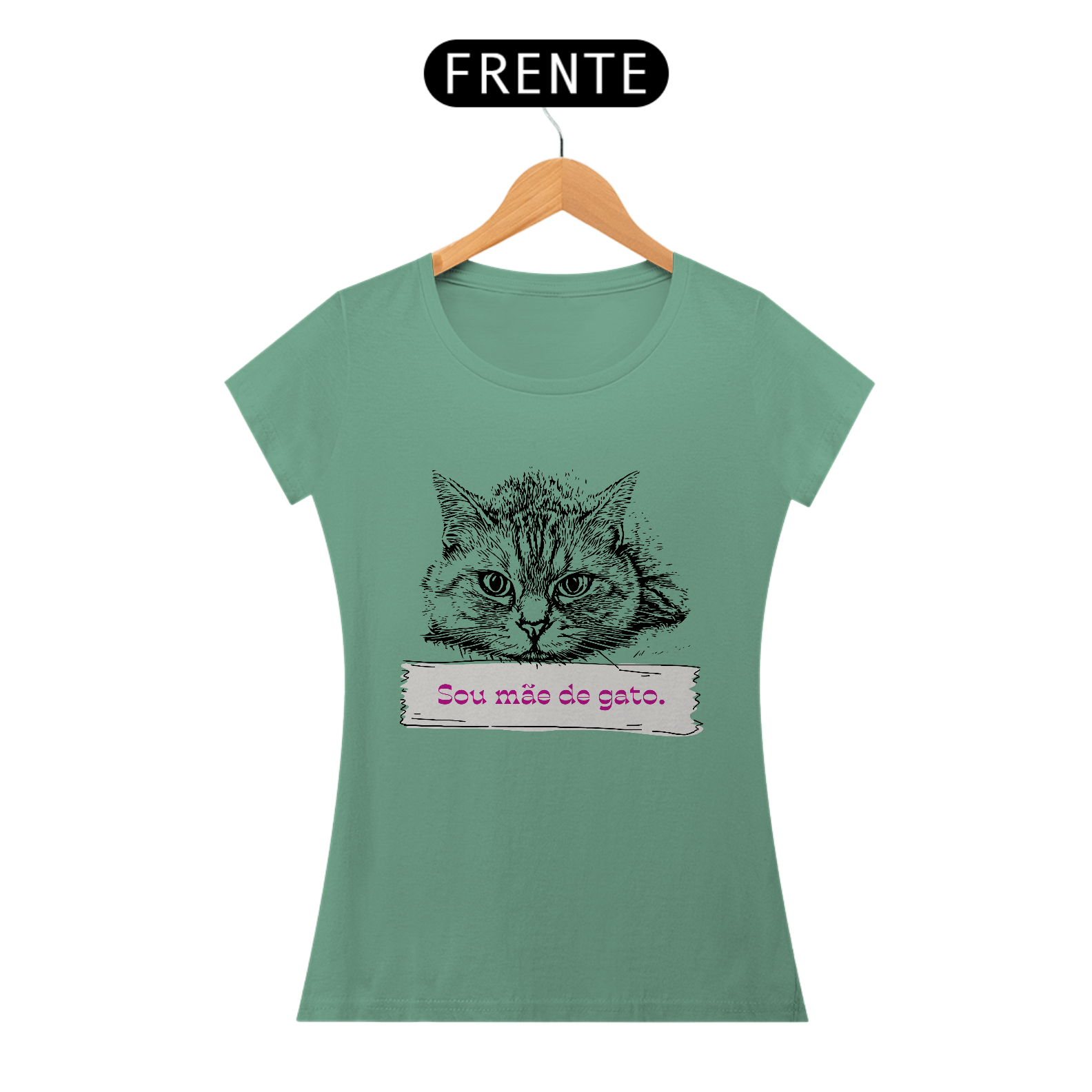 Nome do produto: CAMISETA BABY LONG ESTONADA, FRASES SOU MÃE DE GATO