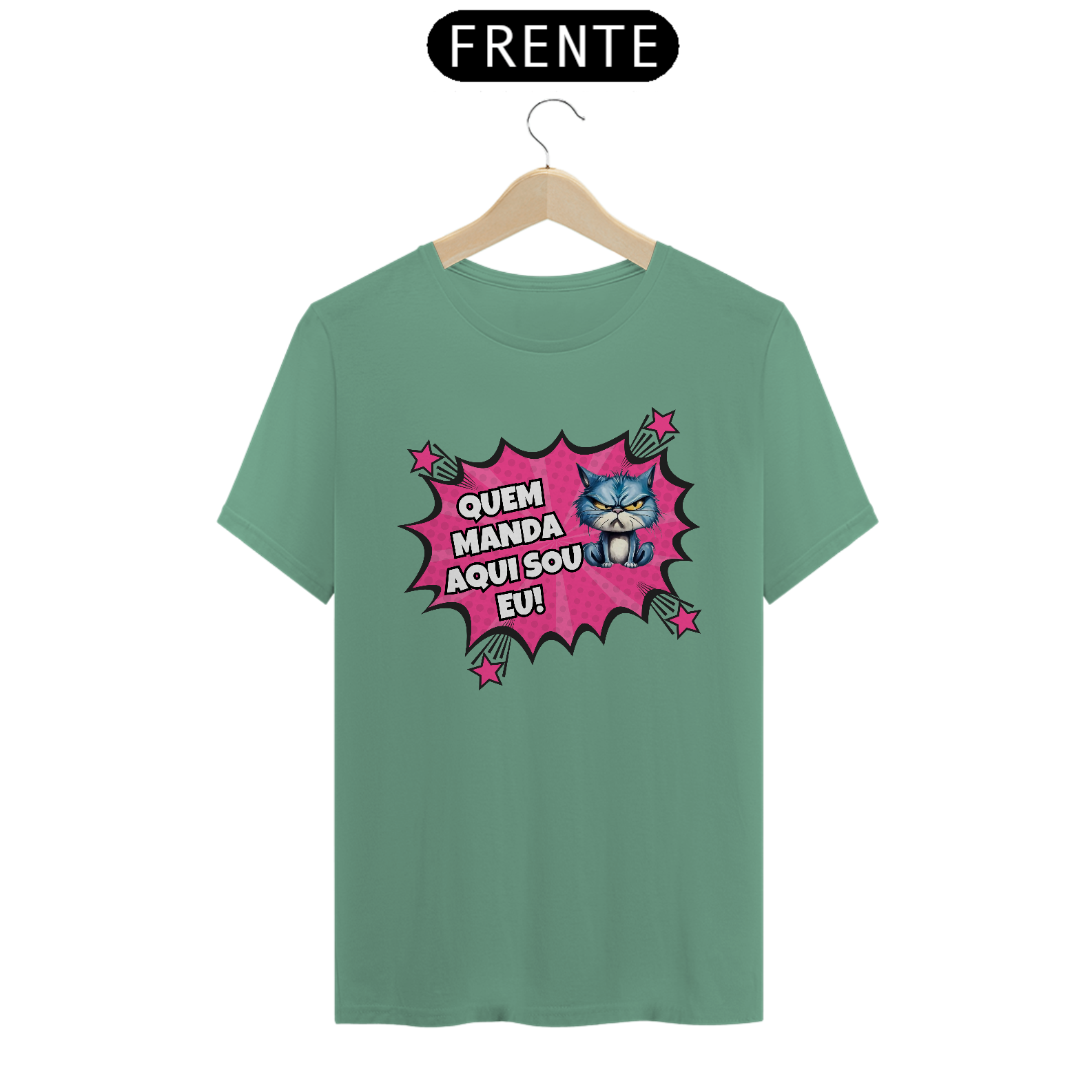 Nome do produto: CAMISETA T-SHIRT ESTONADA, COMICS CAT FRASES