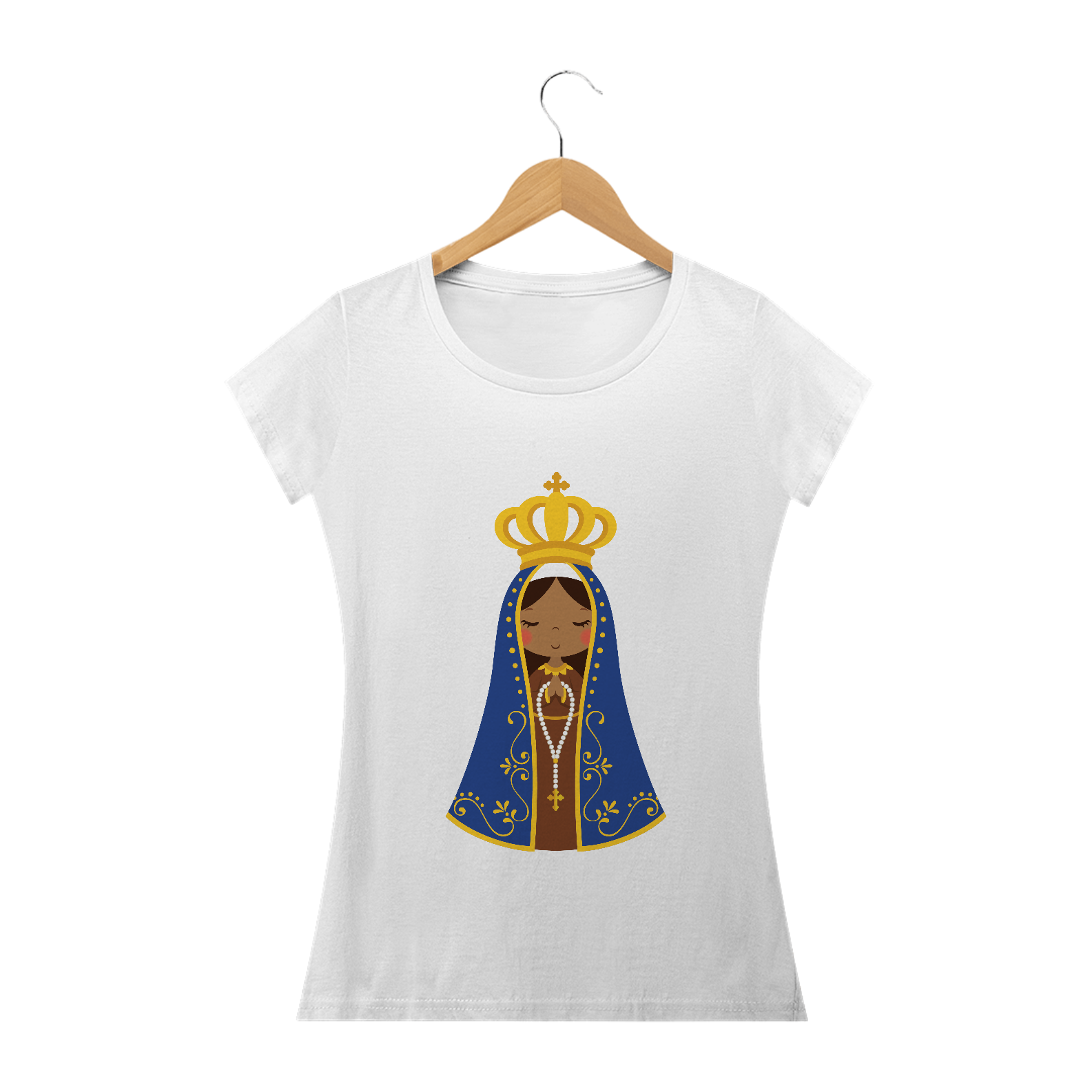 Nome do produto: Camiseta Baby Look feminina Nossa Senhora Aparecida Colorido