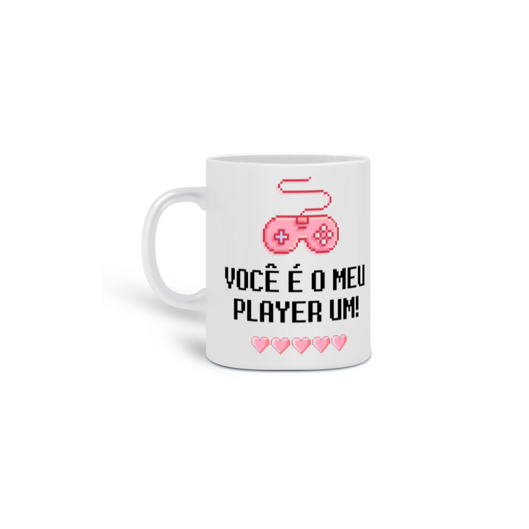 Nome do produto: Caneca Você é o meu player 1 rosa