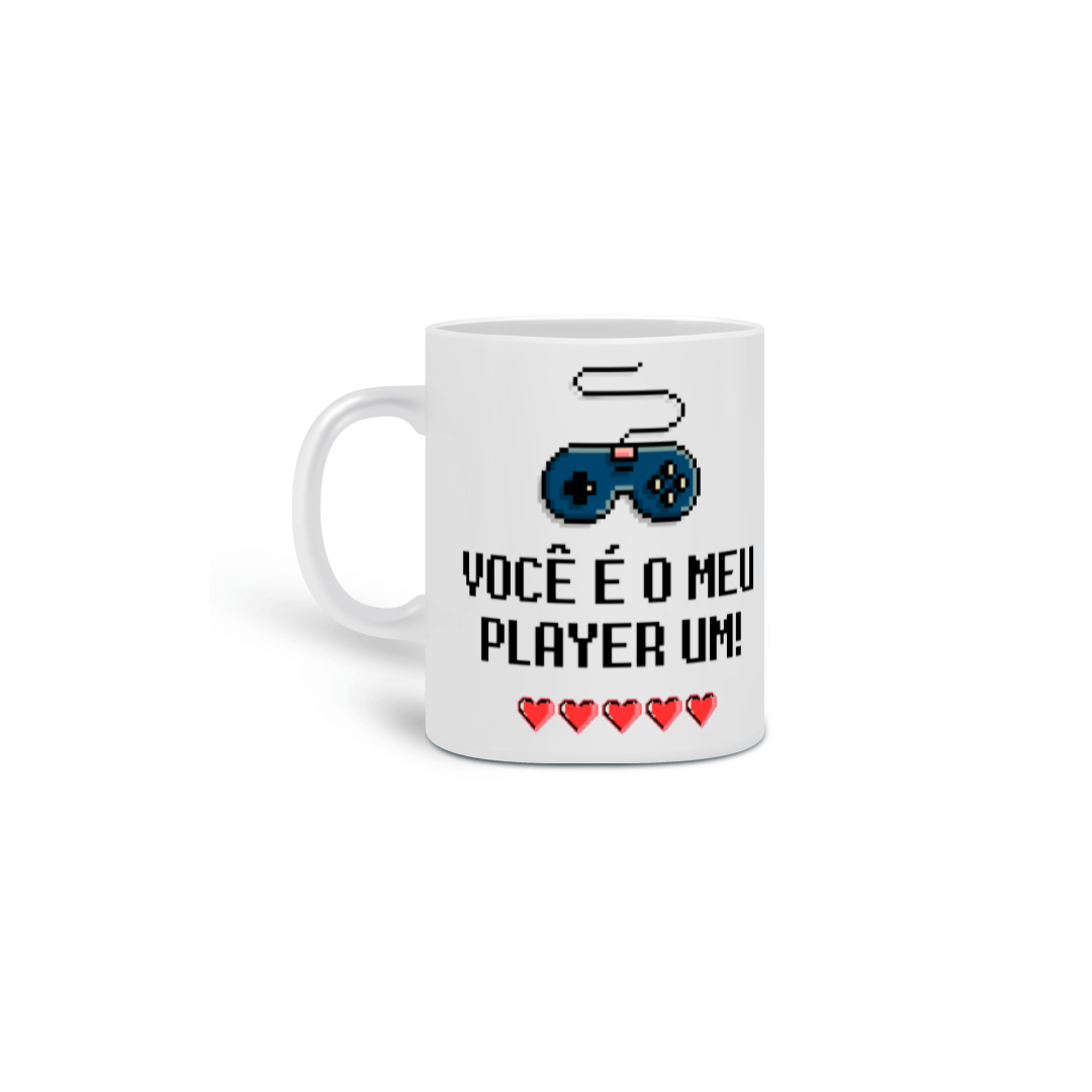 Nome do produto: Caneca Você é o meu player 1 Azul
