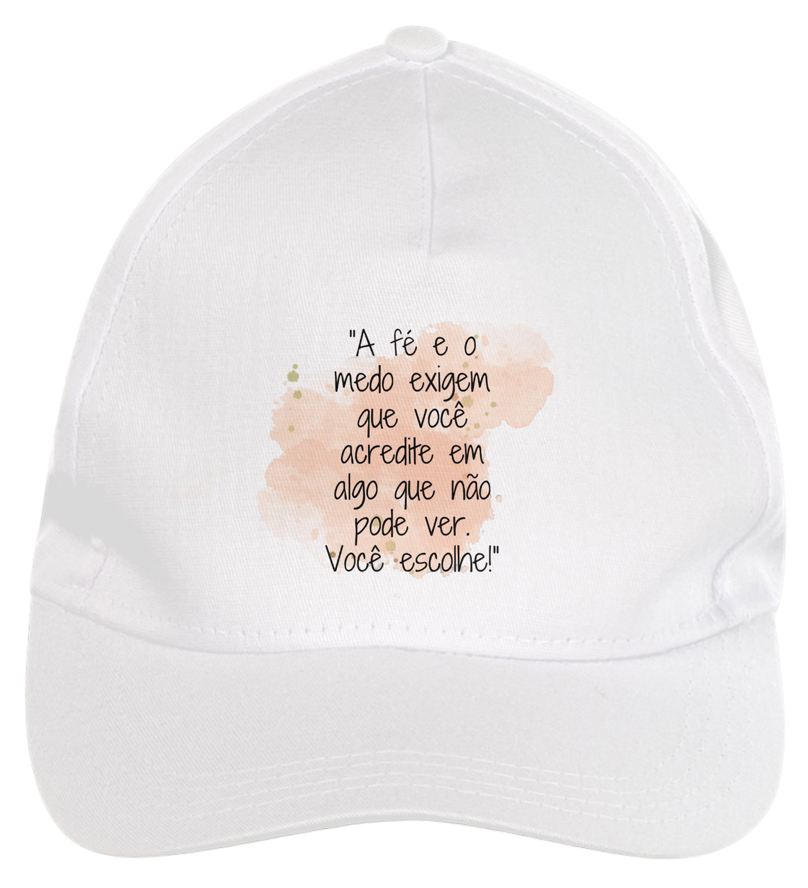 Nome do produto: Bone de Brim “A fé e o medo exigem que você acredite em algo que não pode ver. Você escolhe!”