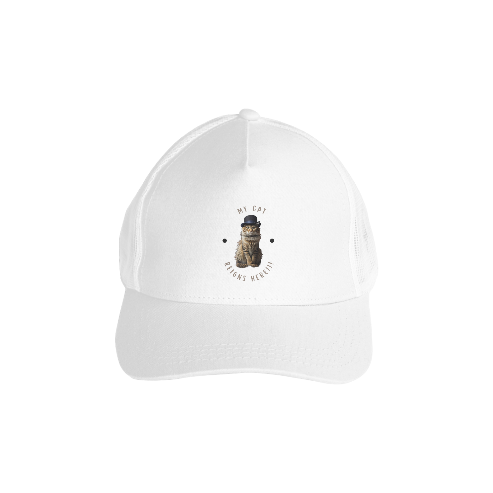 Nome do produto: Boné Americano com Tela -  Meu Gato Reina Aqui - Model 1