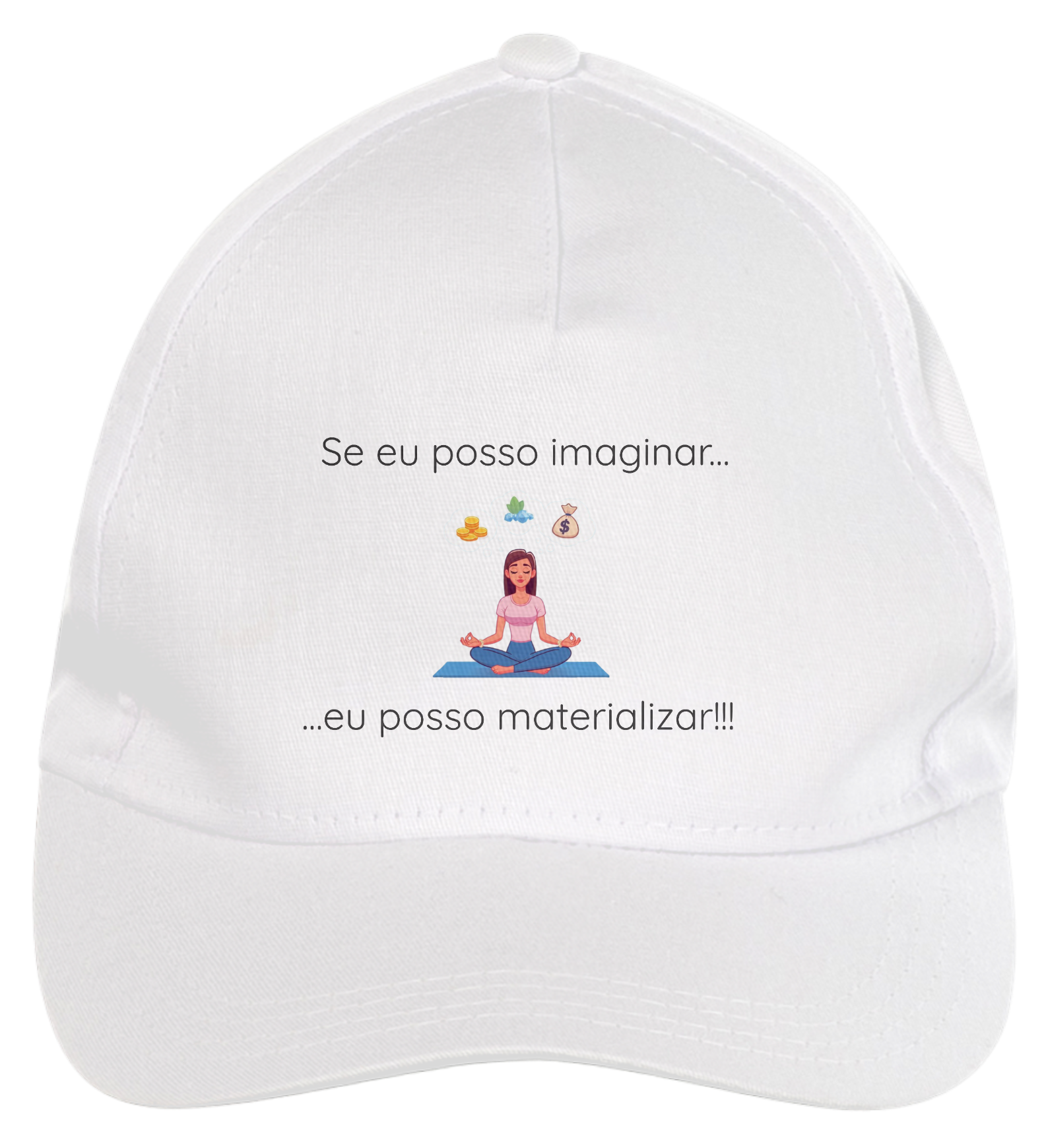 Nome do produto: Boné de Brim - Branca - Se eu posso imaginar, eu posso materializar!!! Modelo 1